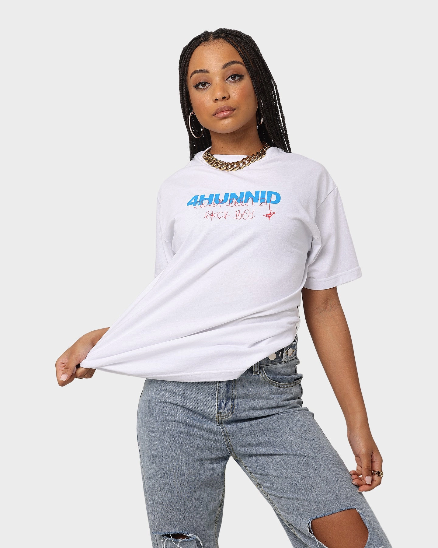 4HUNNID Never Been Short Sleeve T-Shirt White
