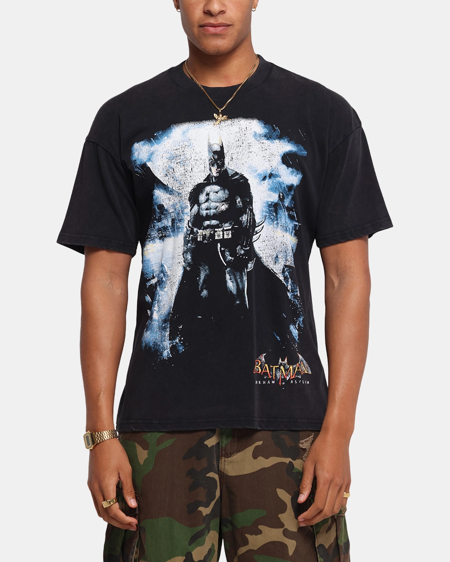 73 Studio X DC Batman Arkham Asylum Vintage T-Shirt Black Acidwash