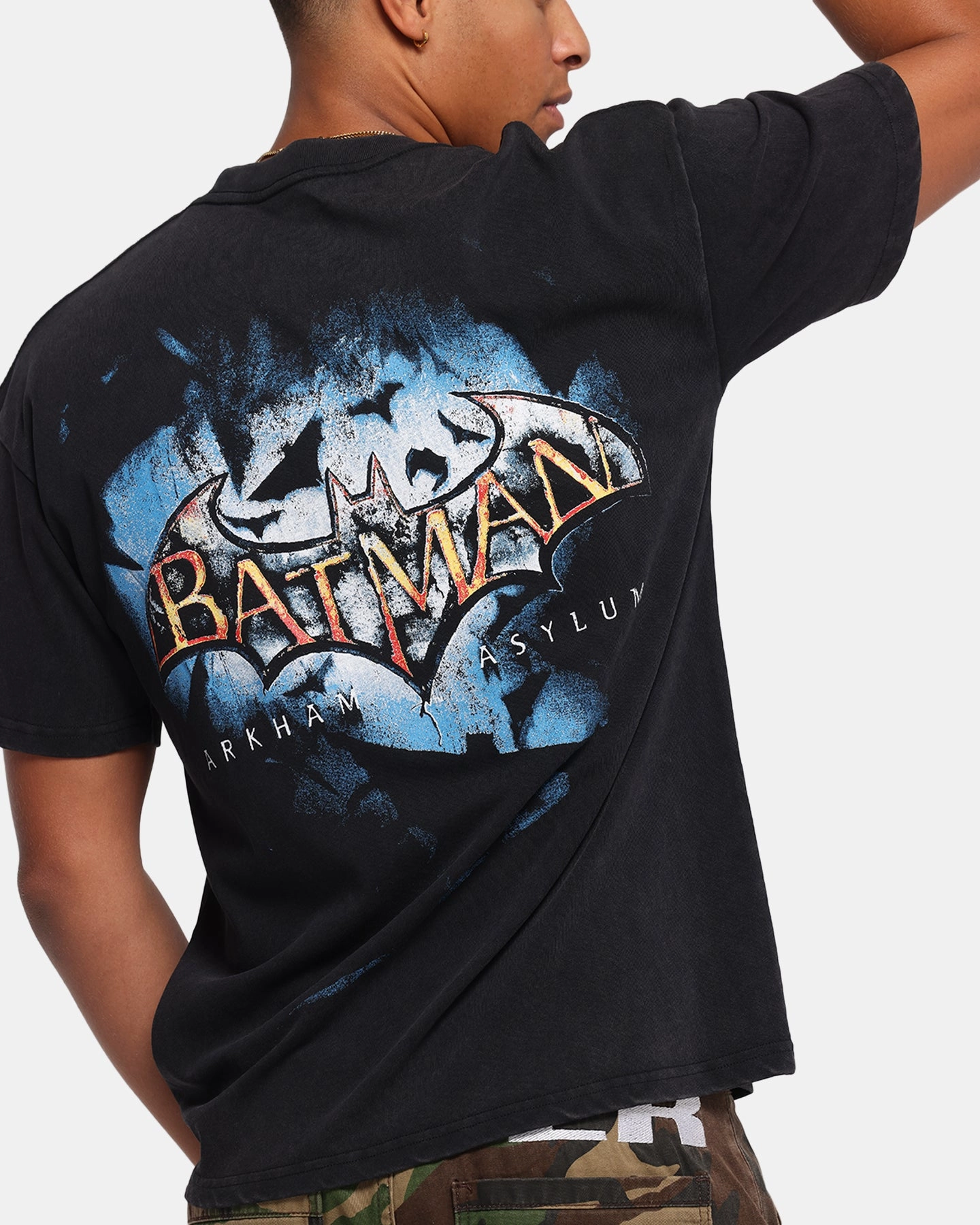 73 Studio X DC Batman Arkham Asylum Vintage T-Shirt Black Acidwash