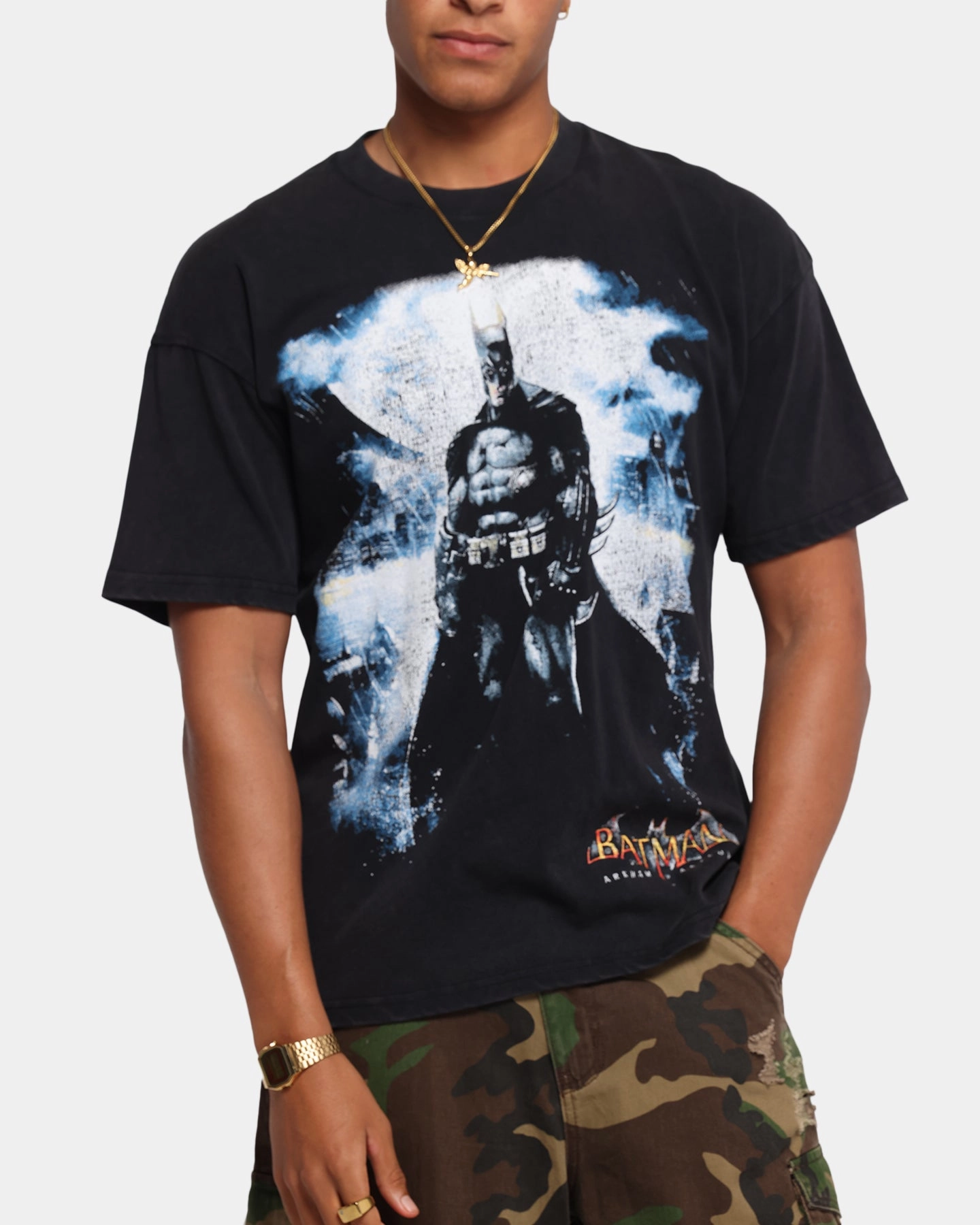 73 Studio X DC Batman Arkham Asylum Vintage T-Shirt Black Acidwash