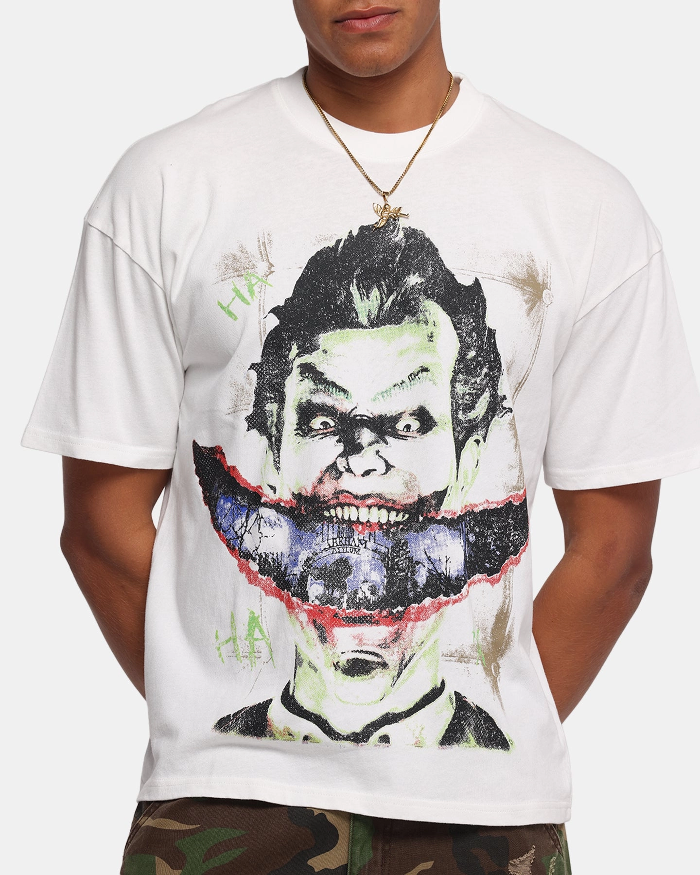 73 Studio X DC Batman Joker Arkham Asylum Vintage T-Shirt Off White