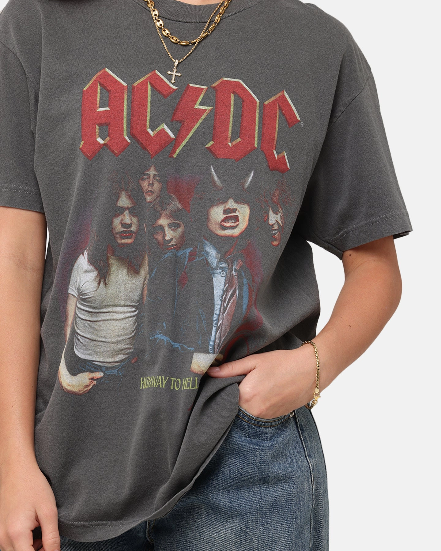 AC/DC Highway To Hell T-Shirt Faded Black