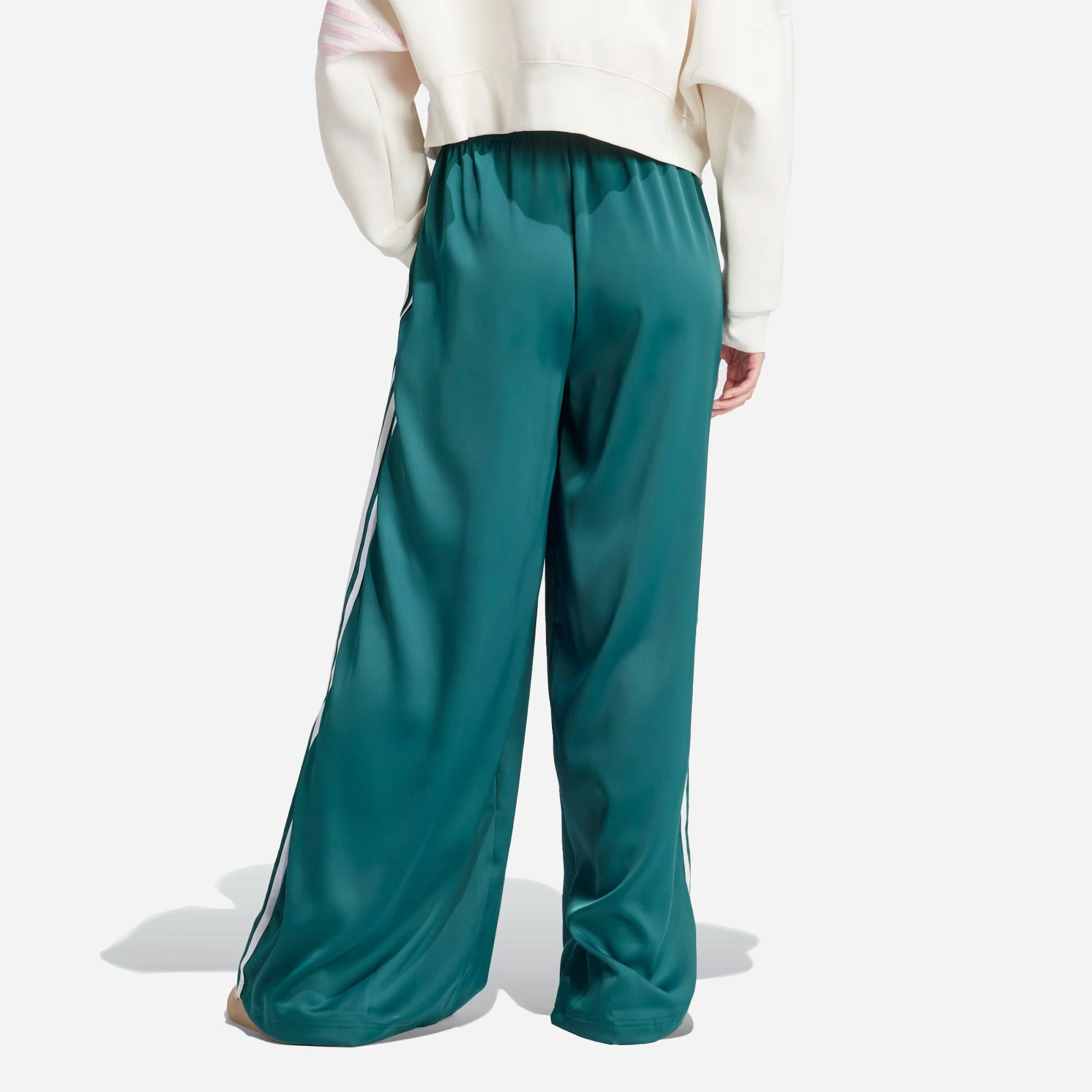 Adidas Originals | SATIN WIDE LEG TRACK PANTS  { GREEN