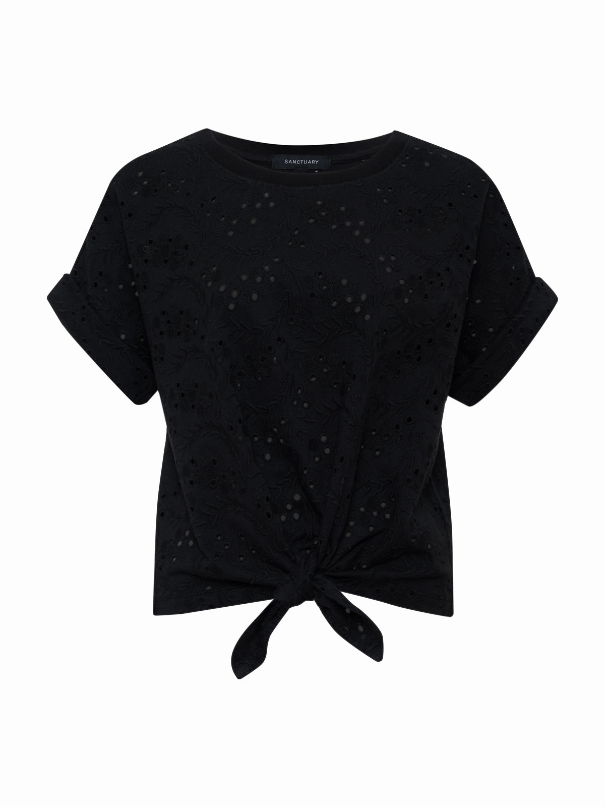 All Day Eyelet Tee Black