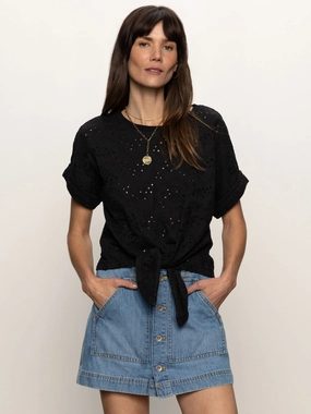 All Day Eyelet Tee Black
