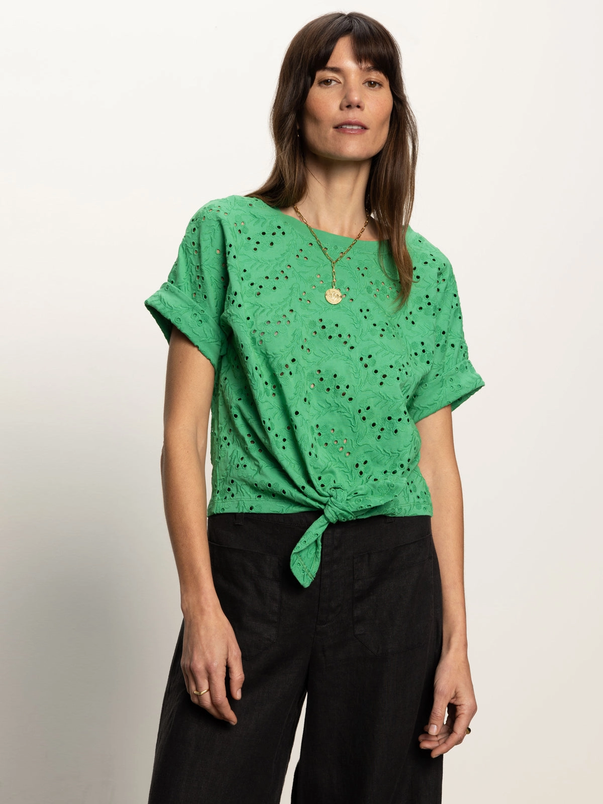 All Day Eyelet Tee Palm