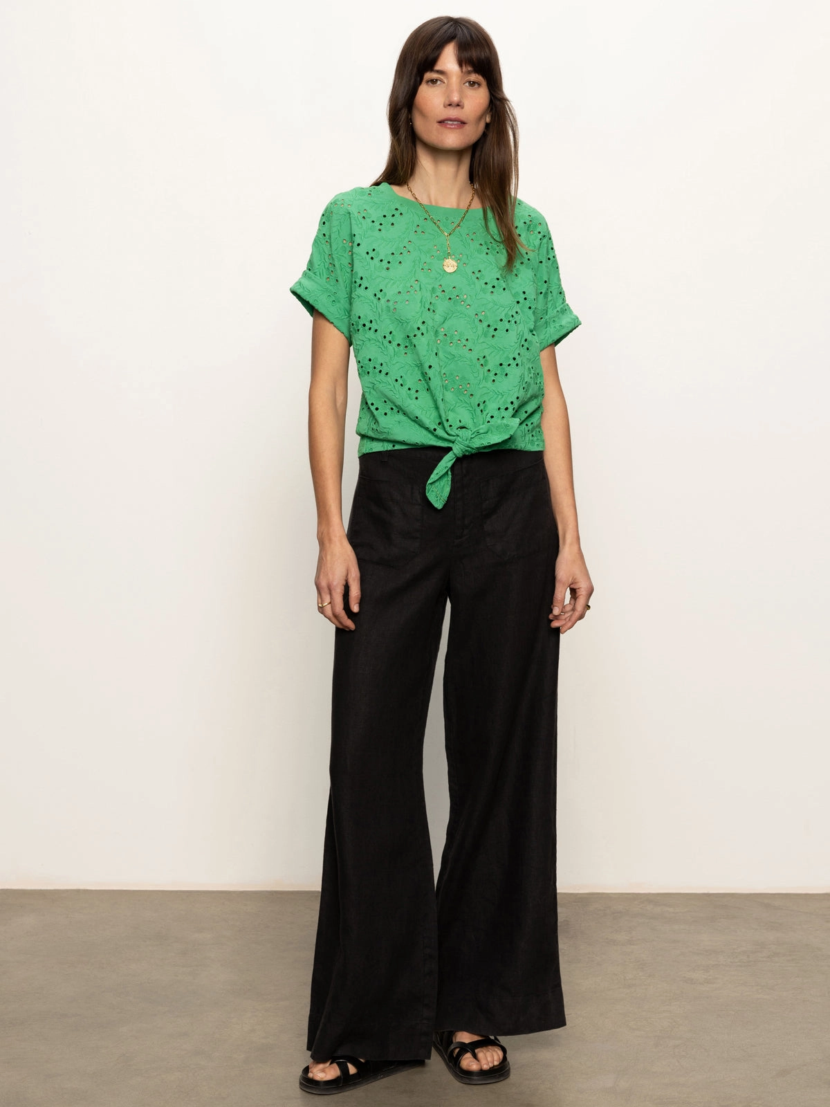 All Day Eyelet Tee Palm