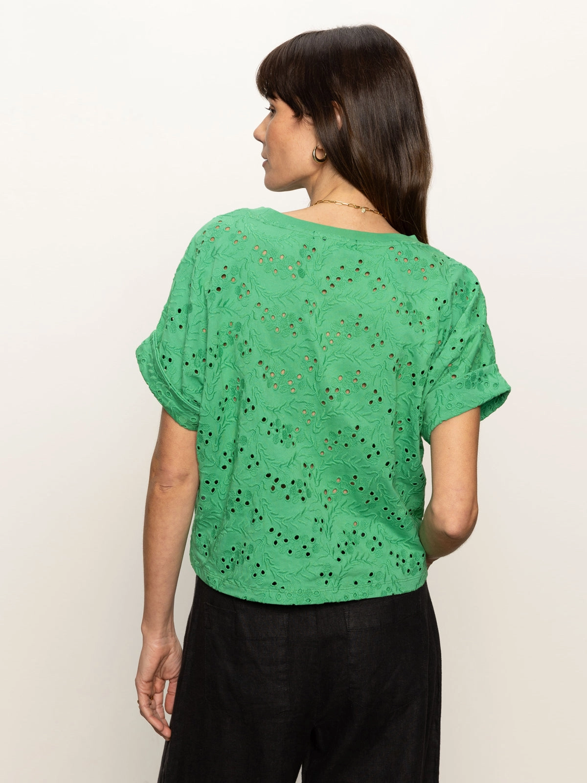 All Day Eyelet Tee Palm