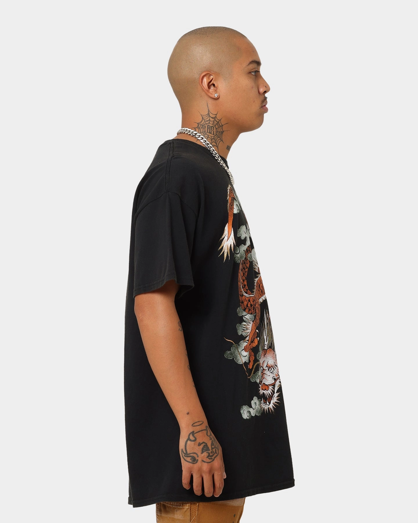 American Thrift Ryu Dragon Vintage T-Shirt Washed Black