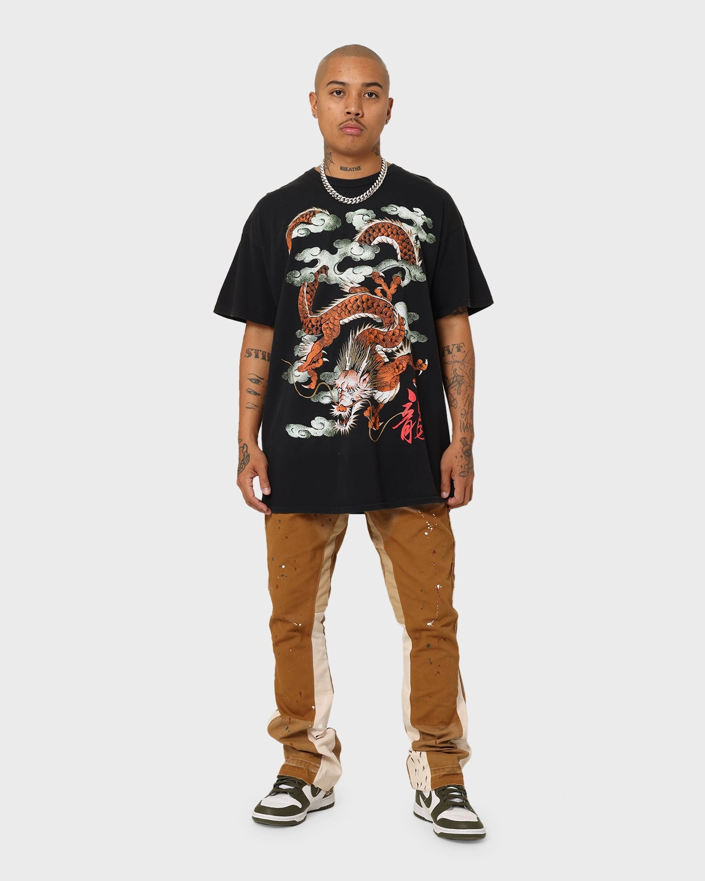 American Thrift Ryu Dragon Vintage T-Shirt Washed Black