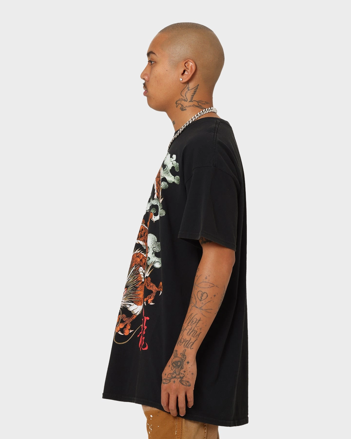 American Thrift Ryu Dragon Vintage T-Shirt Washed Black