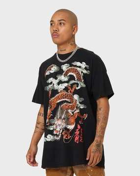 American Thrift Ryu Dragon Vintage T-Shirt Washed Black
