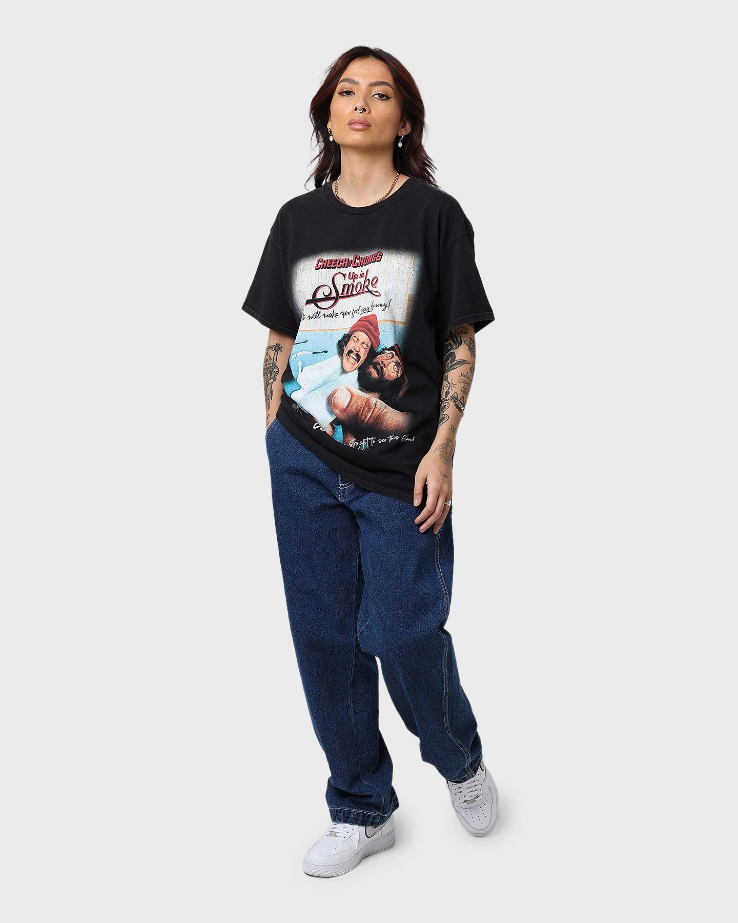 American Thrift X 420 Cheech & Chong Movie Poster Vintage T-Shirt Washed Black