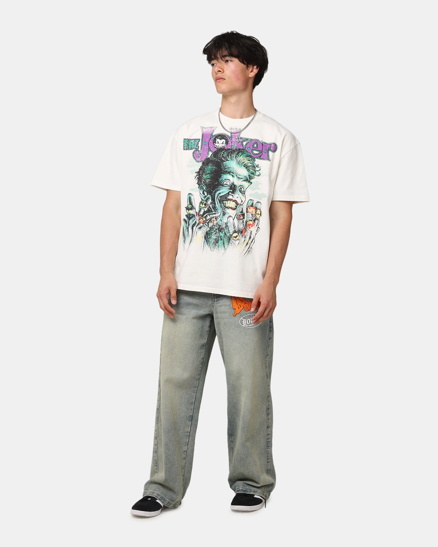 American Thrift X DC Batman The Joker Rings Heavy T-Shirt Off White
