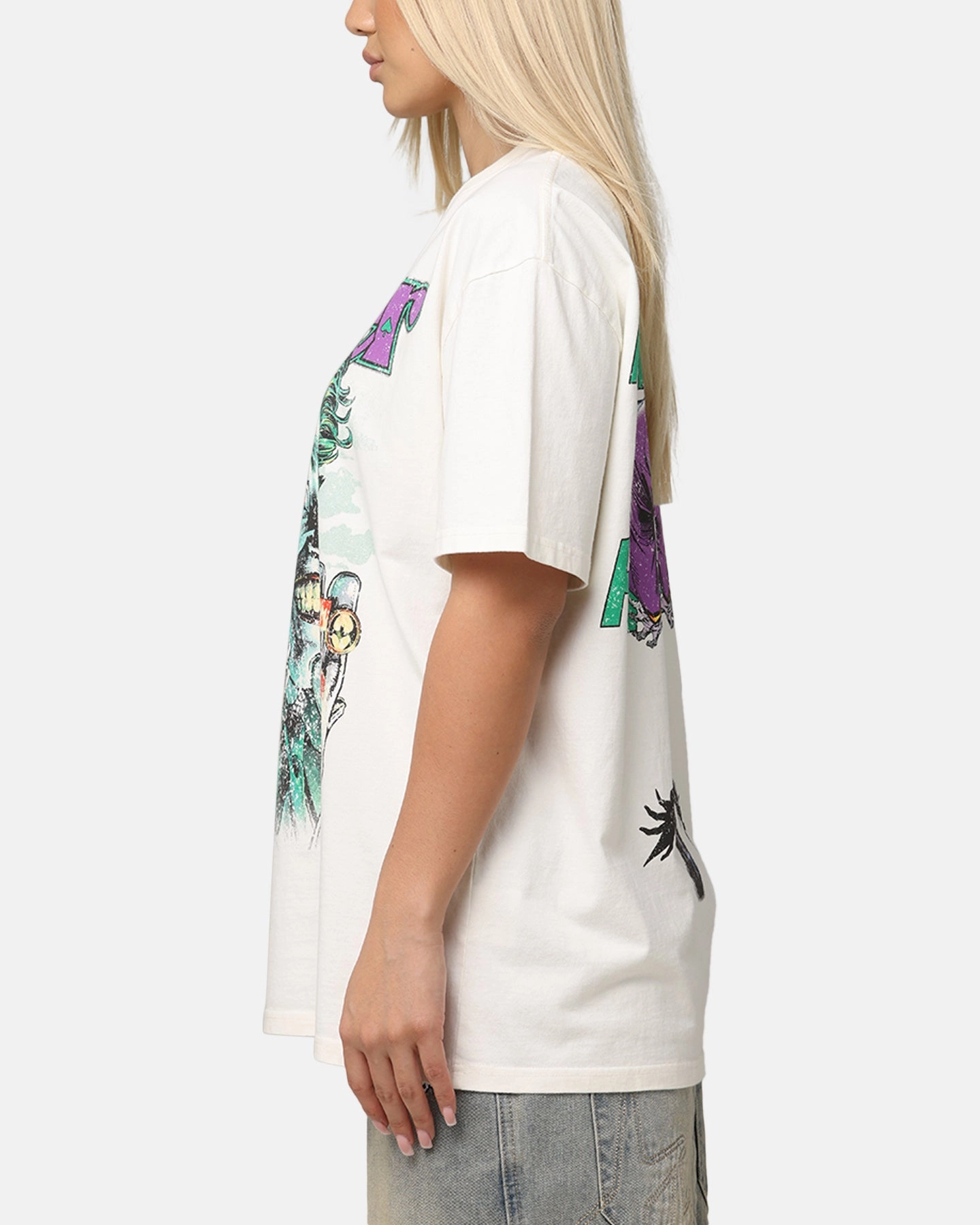 American Thrift X DC Batman The Joker Rings Heavy T-Shirt Off White