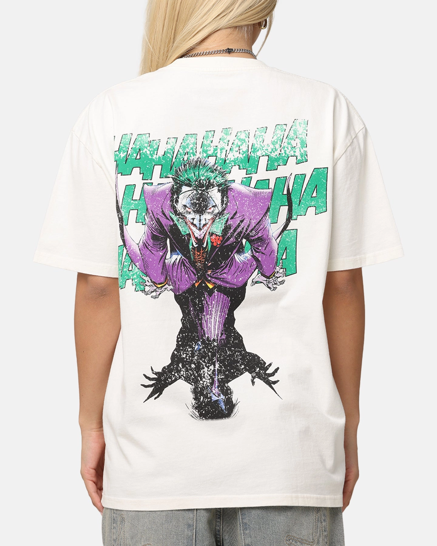 American Thrift X DC Batman The Joker Rings Heavy T-Shirt Off White