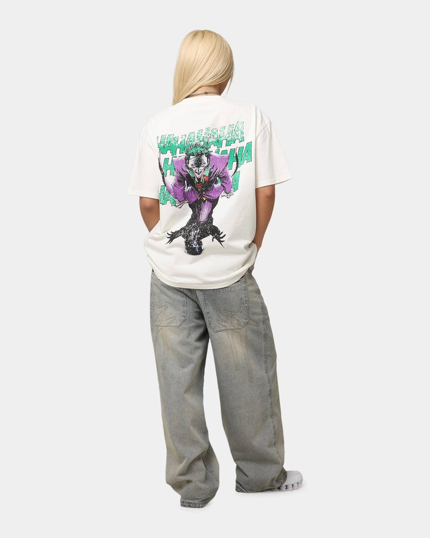 American Thrift X DC Batman The Joker Rings Heavy T-Shirt Off White
