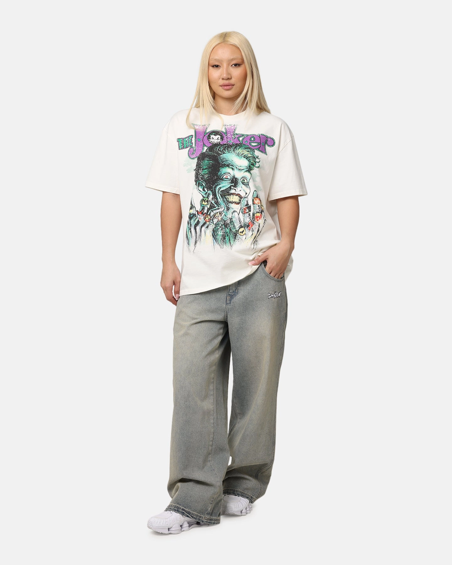 American Thrift X DC Batman The Joker Rings Heavy T-Shirt Off White