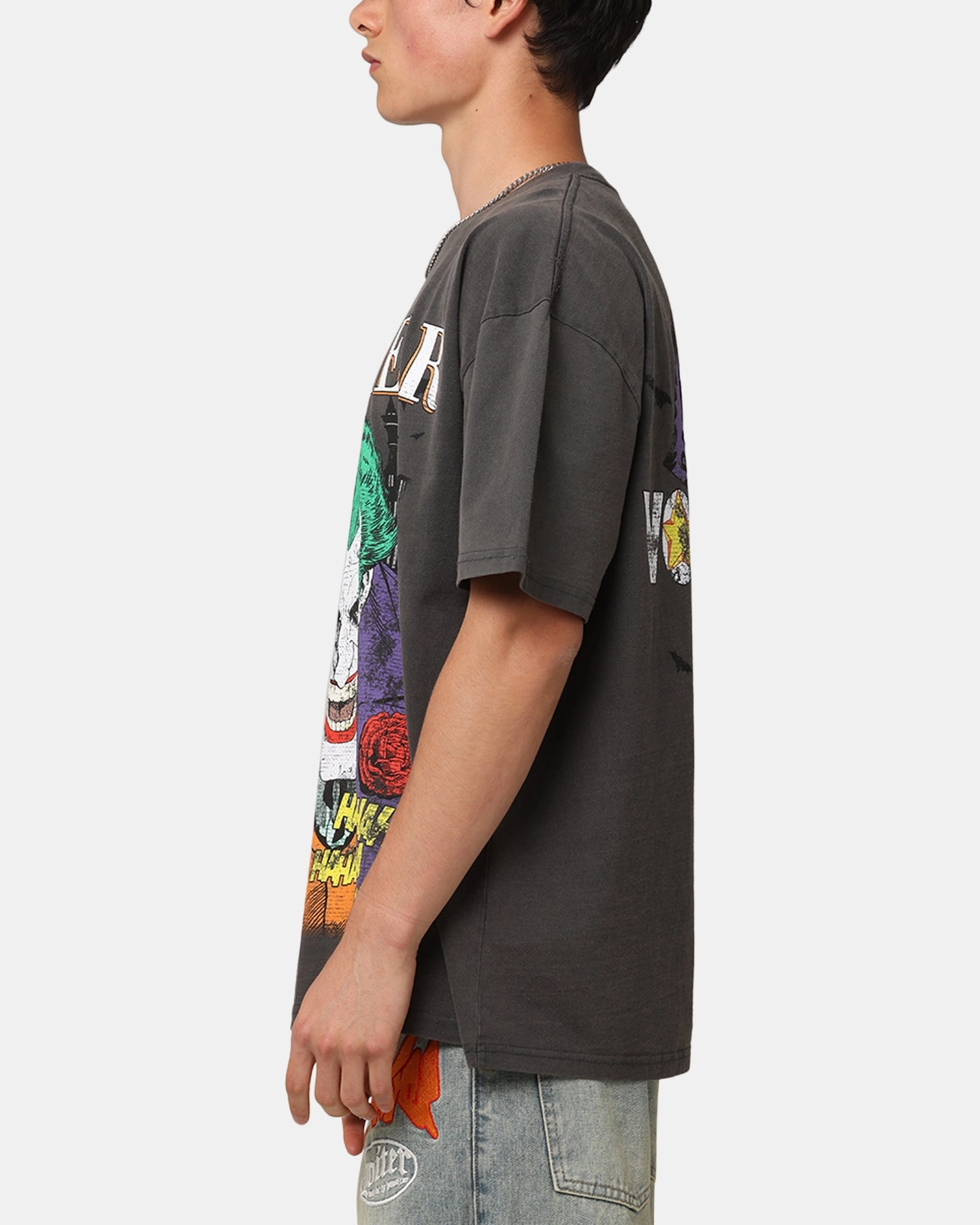 American Thrift X DC Batman The Joker Vote For Me Heavy T-Shirt Black Wash