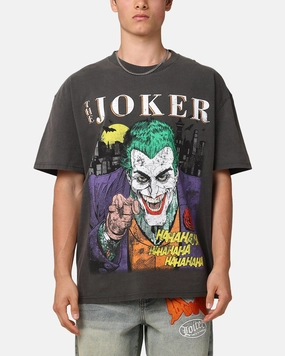 American Thrift X DC Batman The Joker Vote For Me Heavy T-Shirt Black Wash