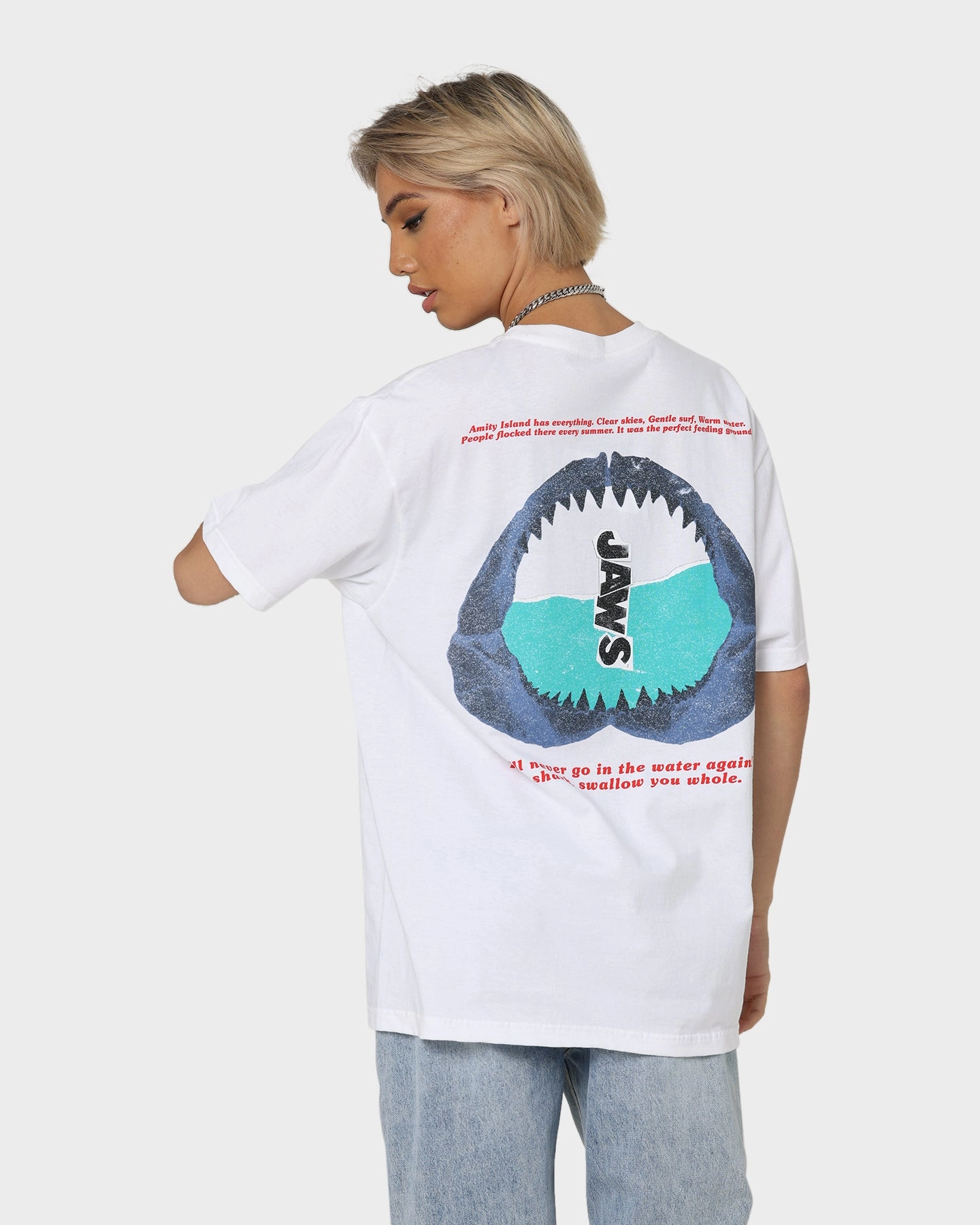 American Thrift X Jaws Jaws Poster T-Shirt White