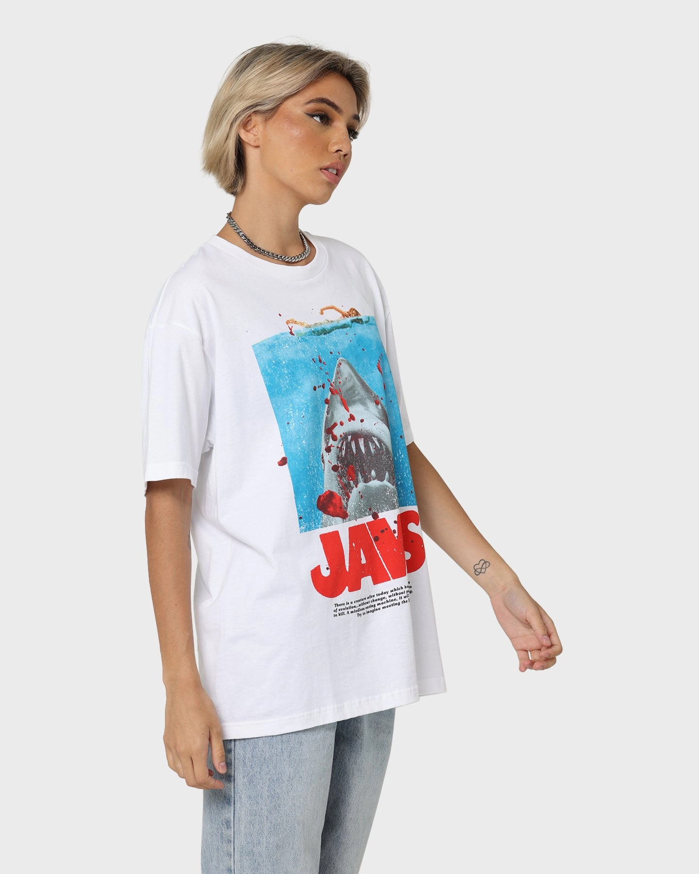 American Thrift X Jaws Jaws Poster T-Shirt White