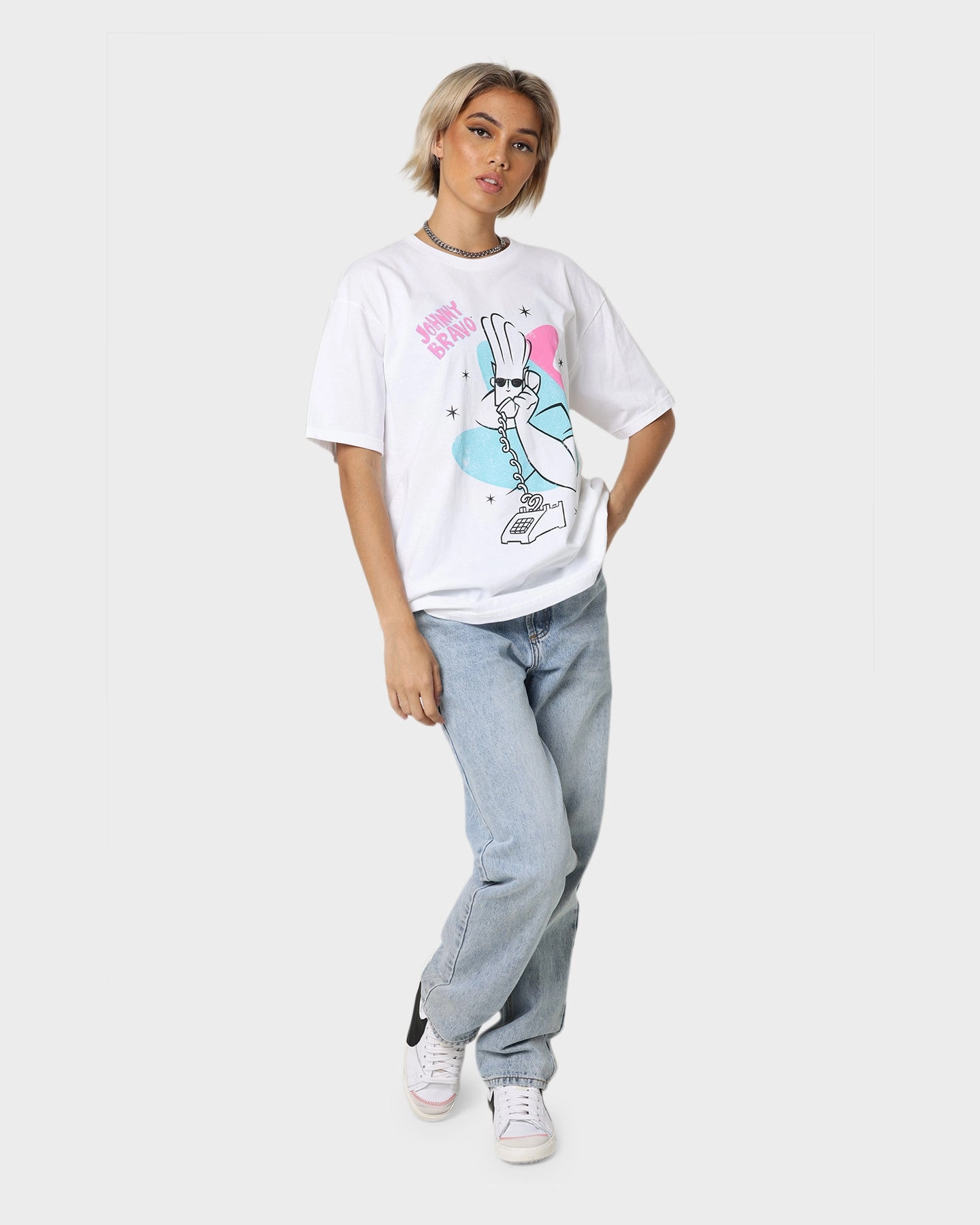 American Thrift X Johnny Bravo Dial-A-Hunk T-Shirt White