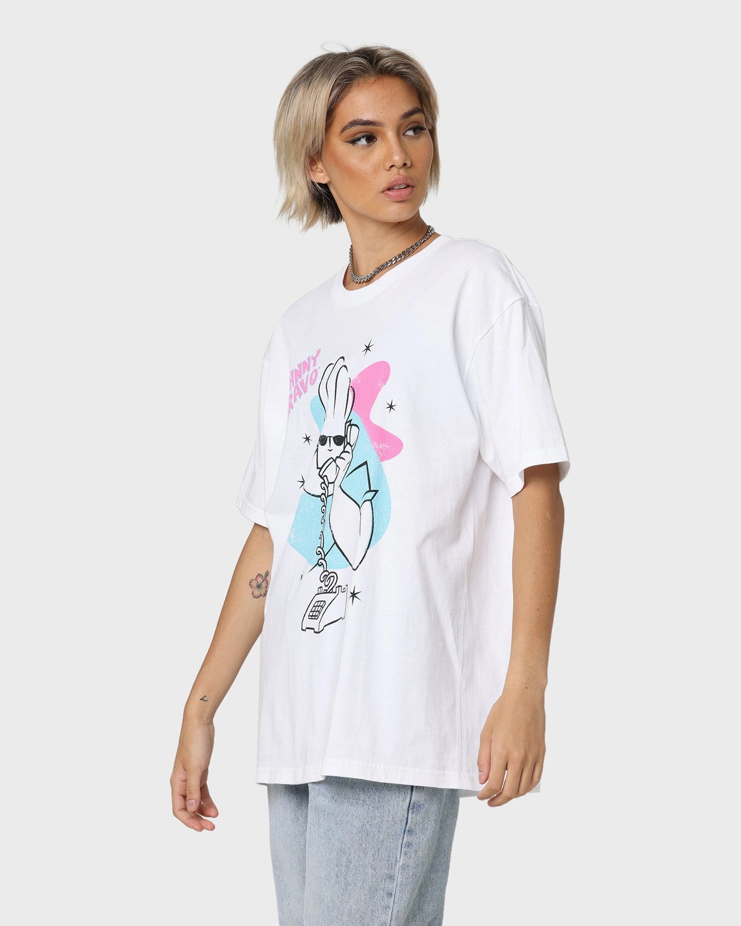American Thrift X Johnny Bravo Dial-A-Hunk T-Shirt White