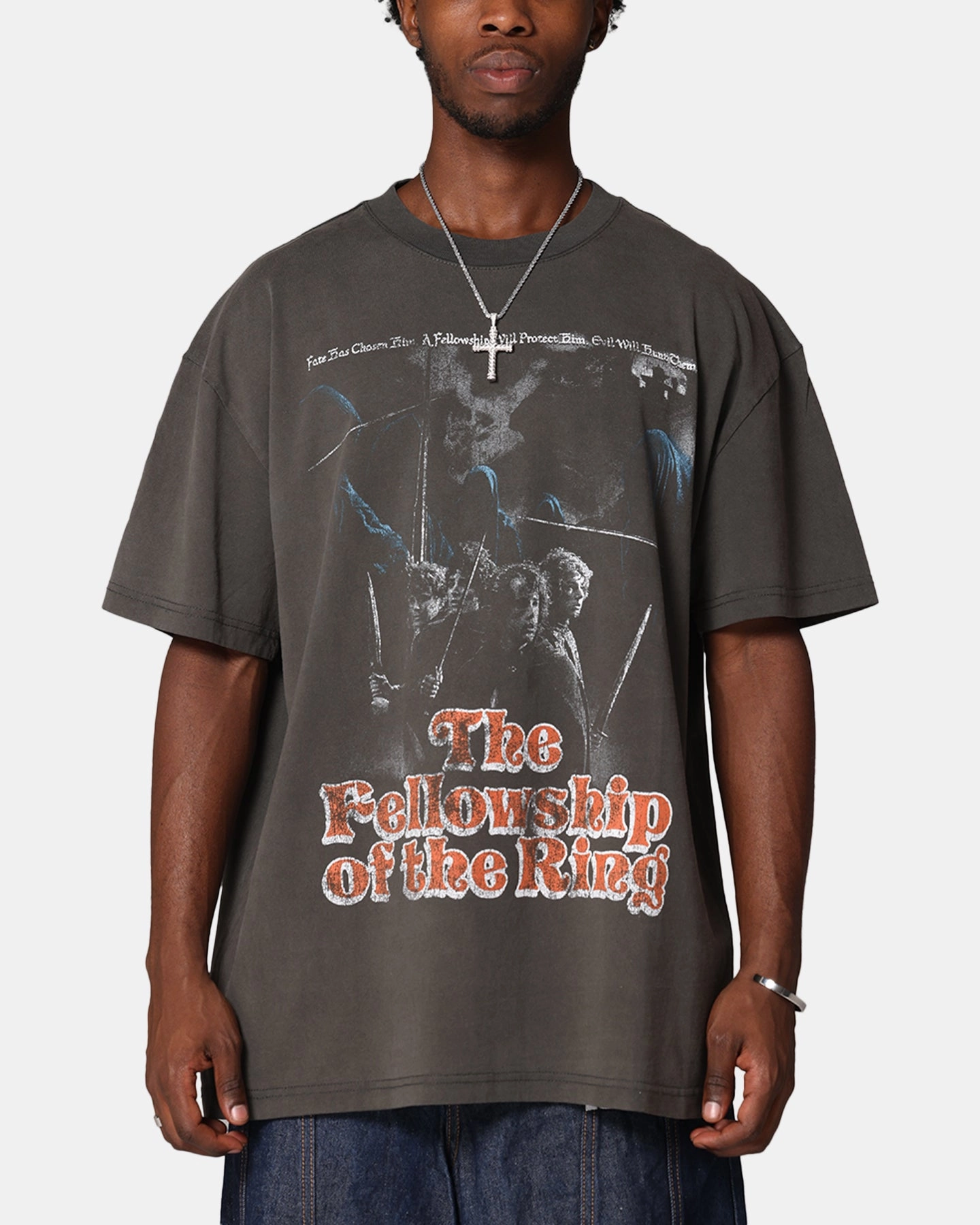 American Thrift X Lord Of The Rings Fellowship Heavy T-Shirt Black Wash