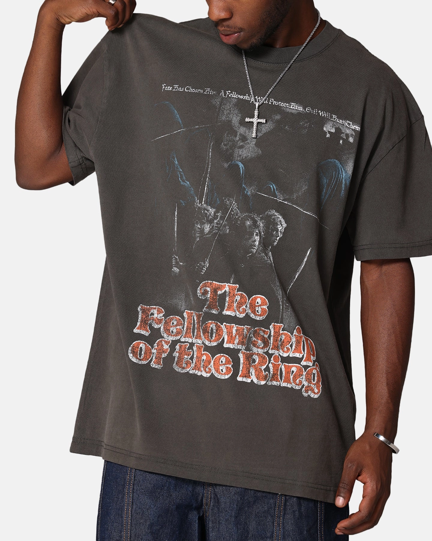 American Thrift X Lord Of The Rings Fellowship Heavy T-Shirt Black Wash