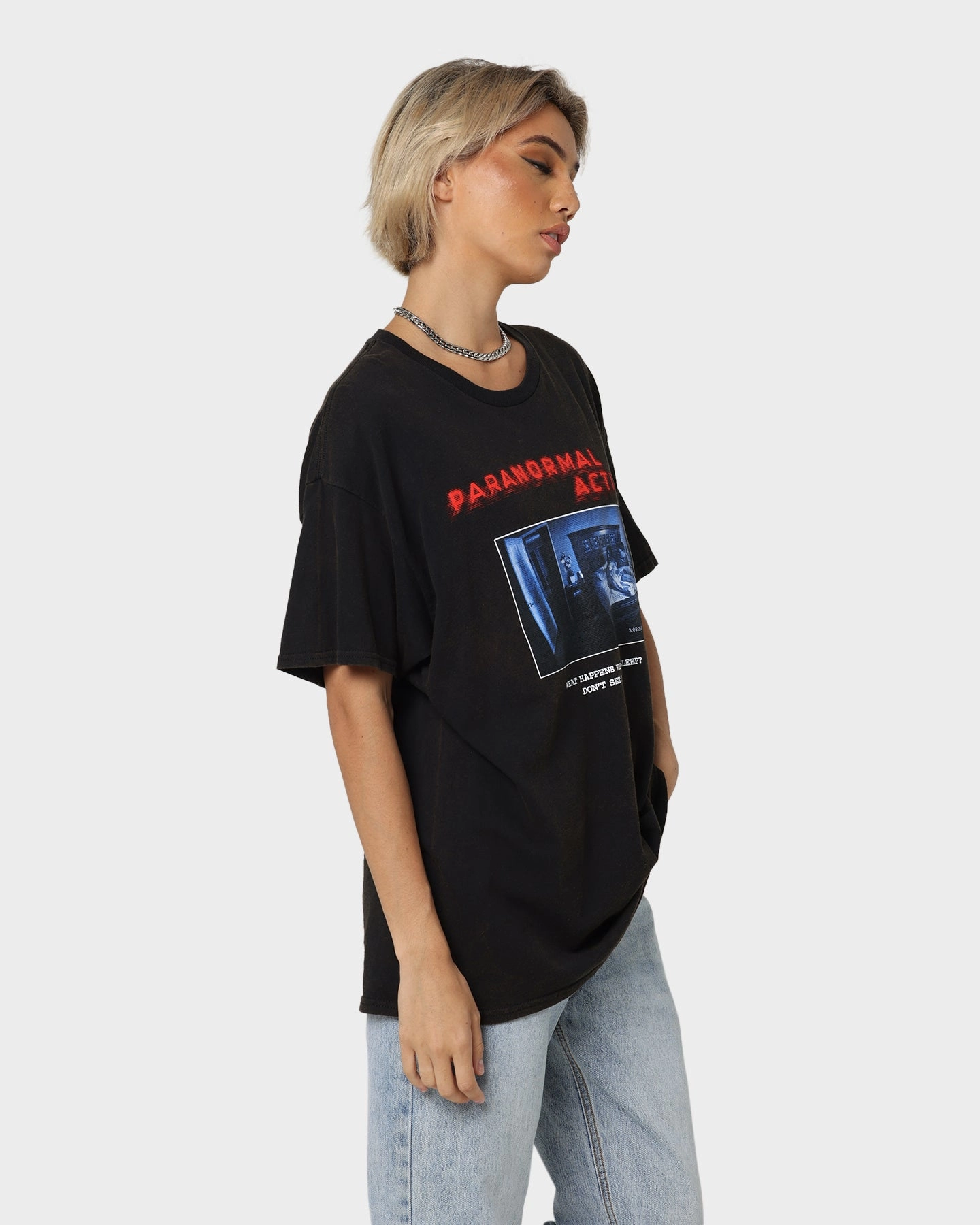 American Thrift X Paranormal Activity Paranormal Activity Vintage T-Shirt Black Wash