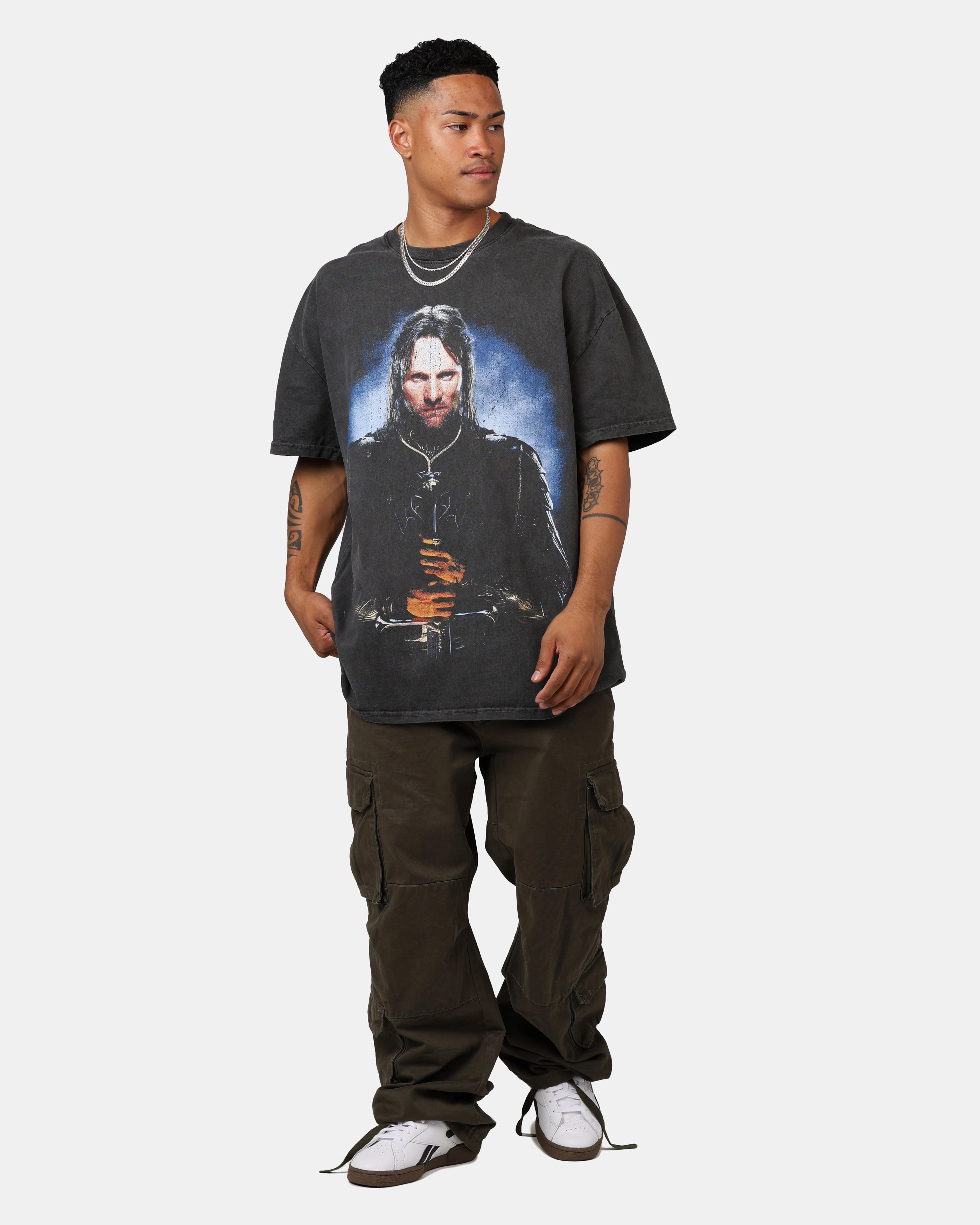 American Thrift X The Lord Of The Rings Aragorn Heavyweight Vintage T-Shirt Black Wash