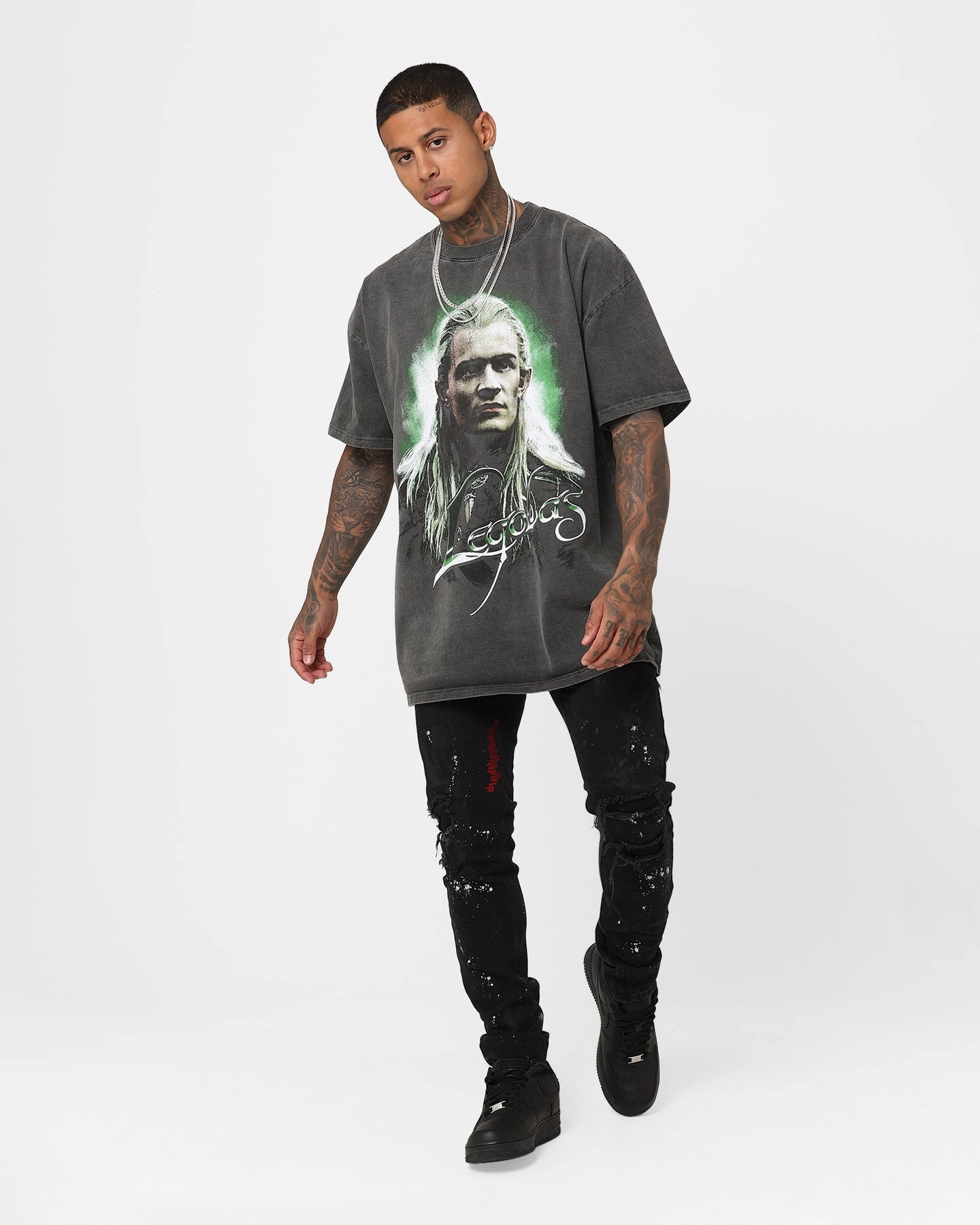 American Thrift X The Lord Of The Rings Legolas Heavyweight Vintage T-Shirt Black Wash