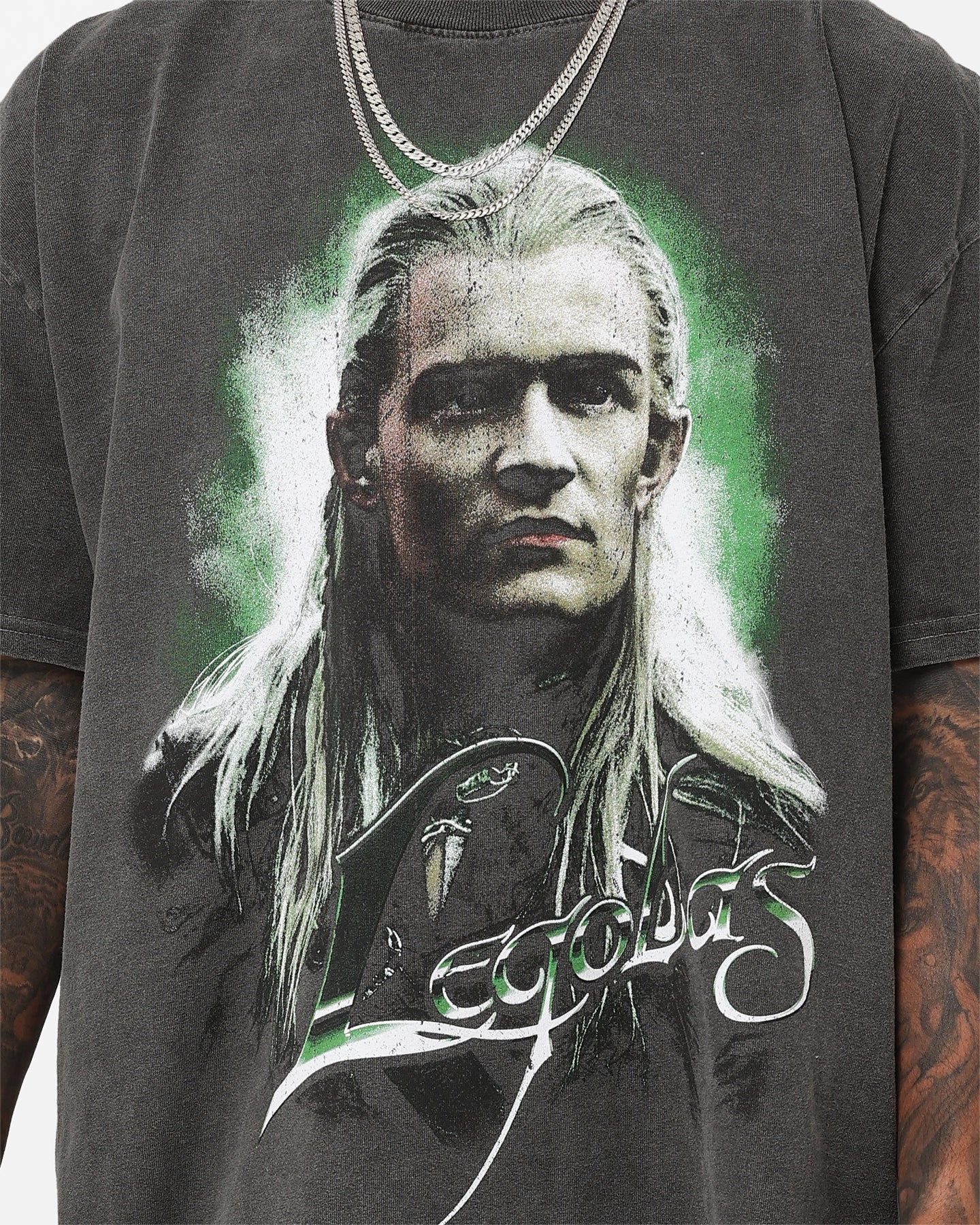 American Thrift X The Lord Of The Rings Legolas Heavyweight Vintage T-Shirt Black Wash