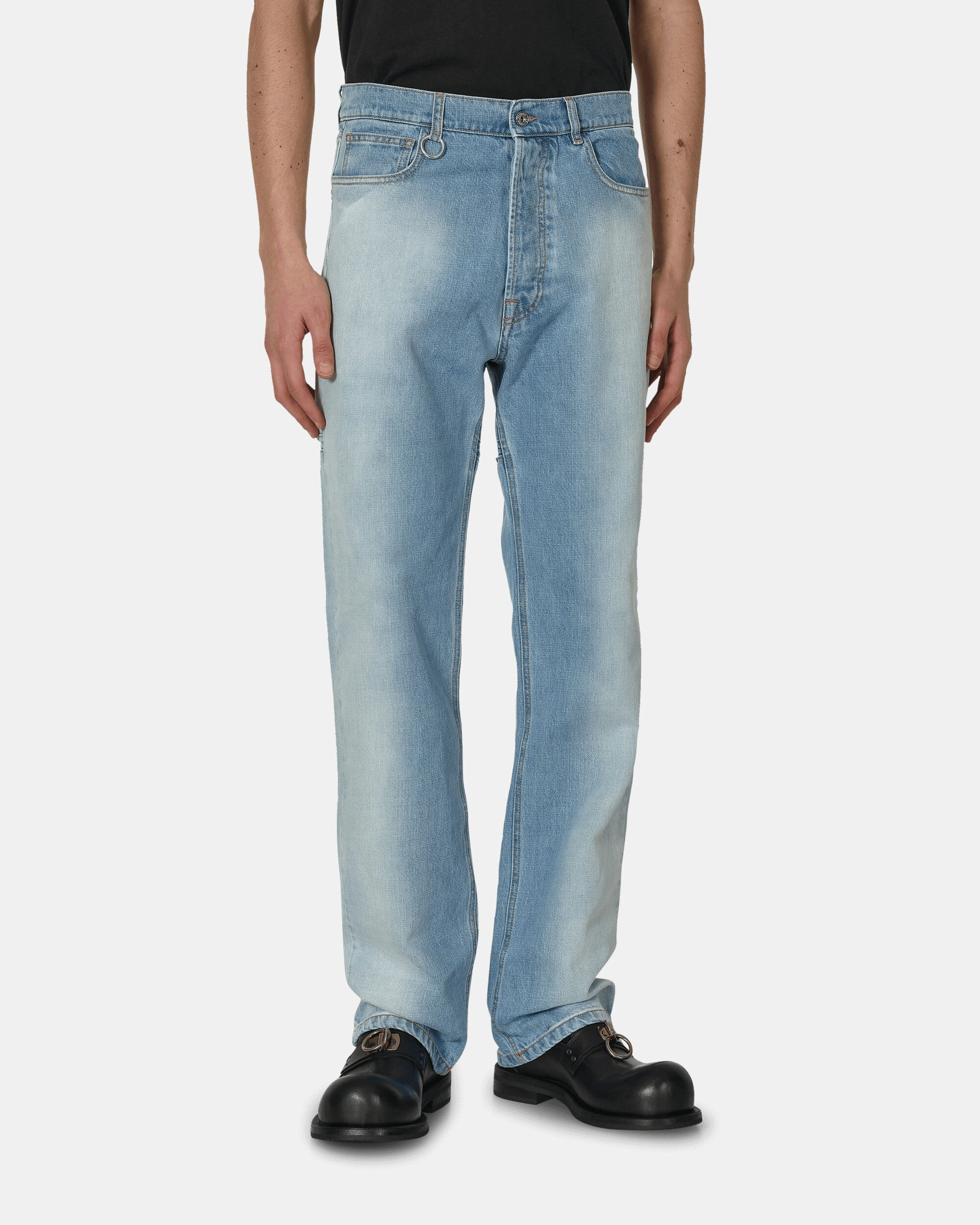 Back Cut Denim Pants Blue
