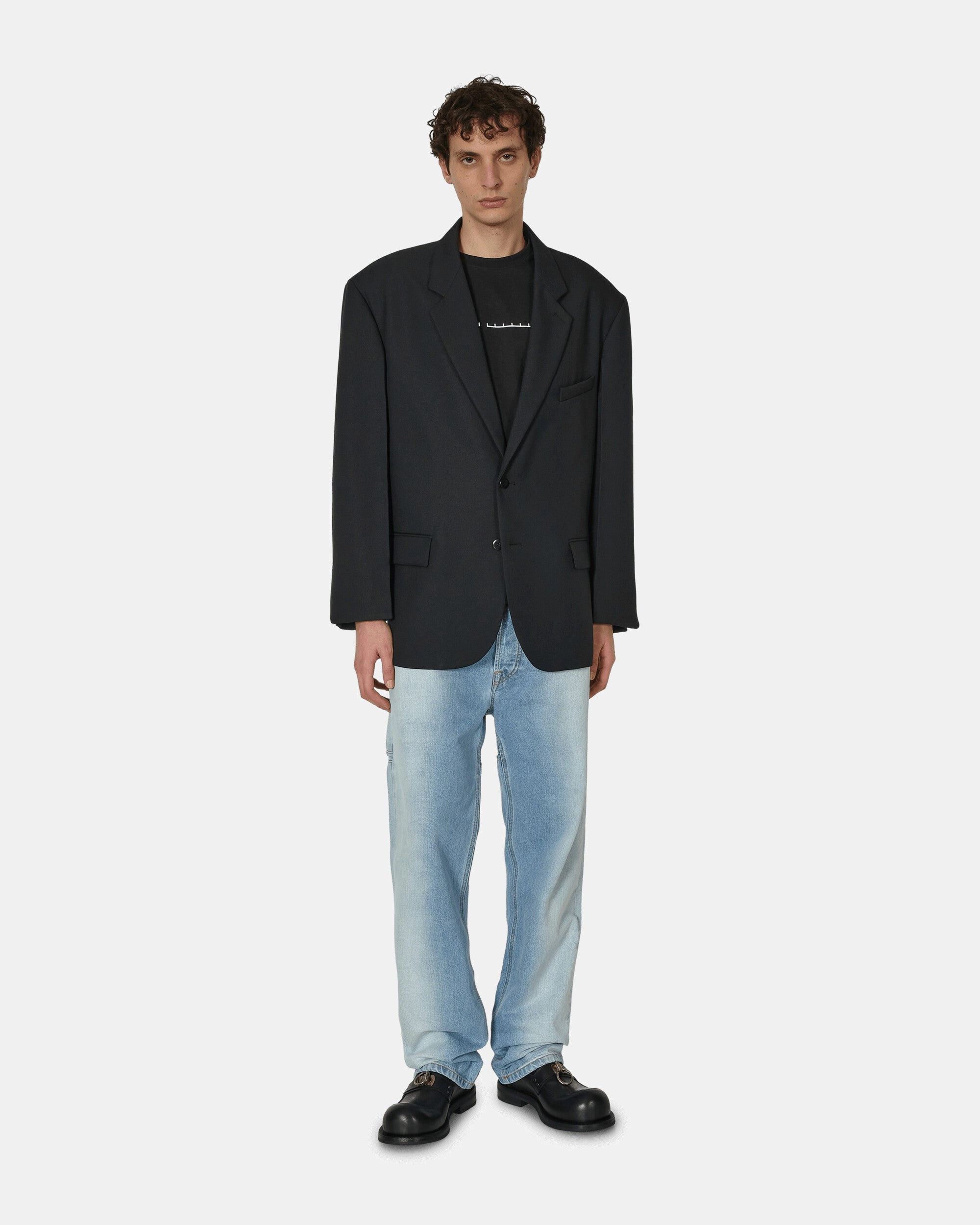 Back Cut Denim Pants Blue
