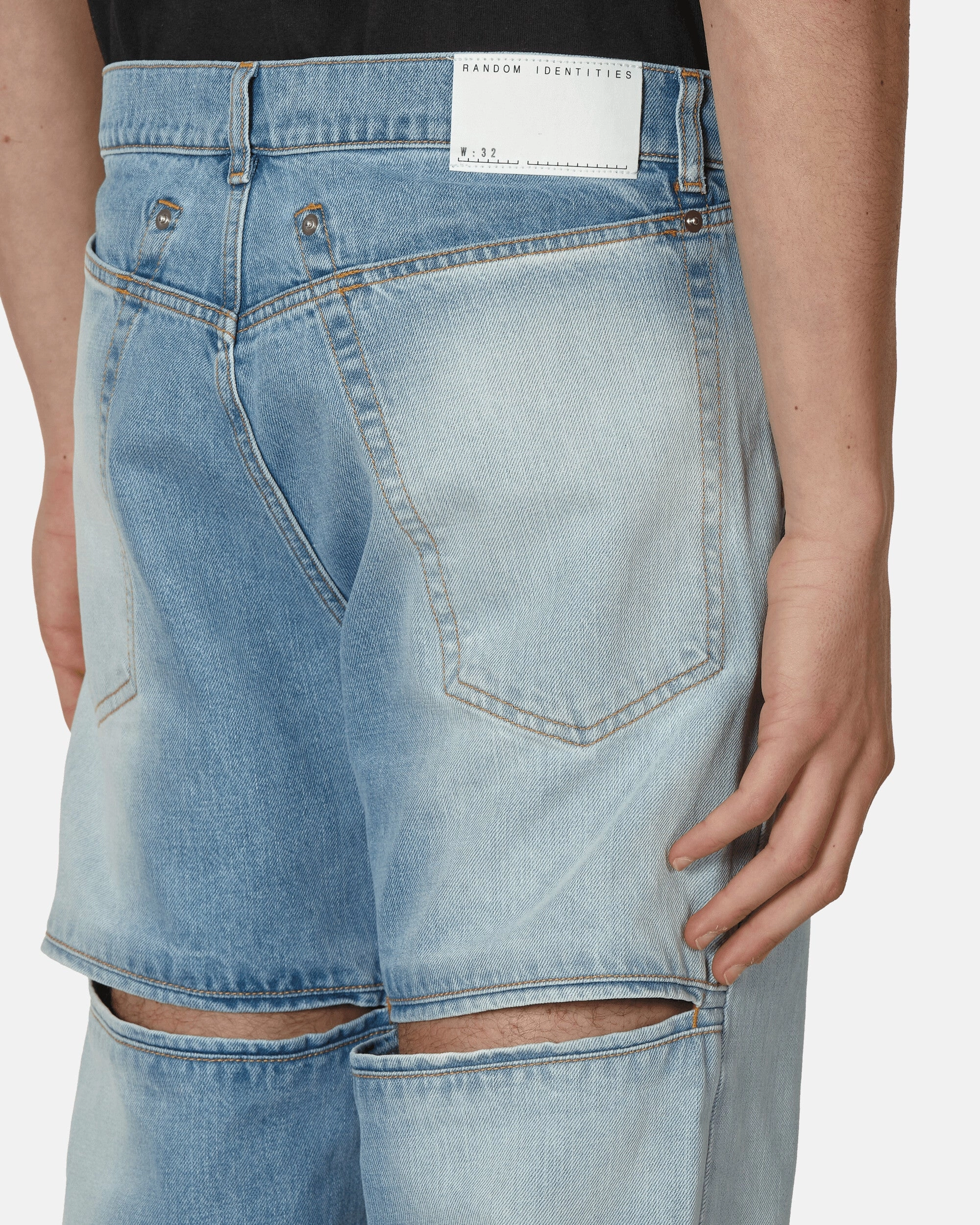 Back Cut Denim Pants Blue