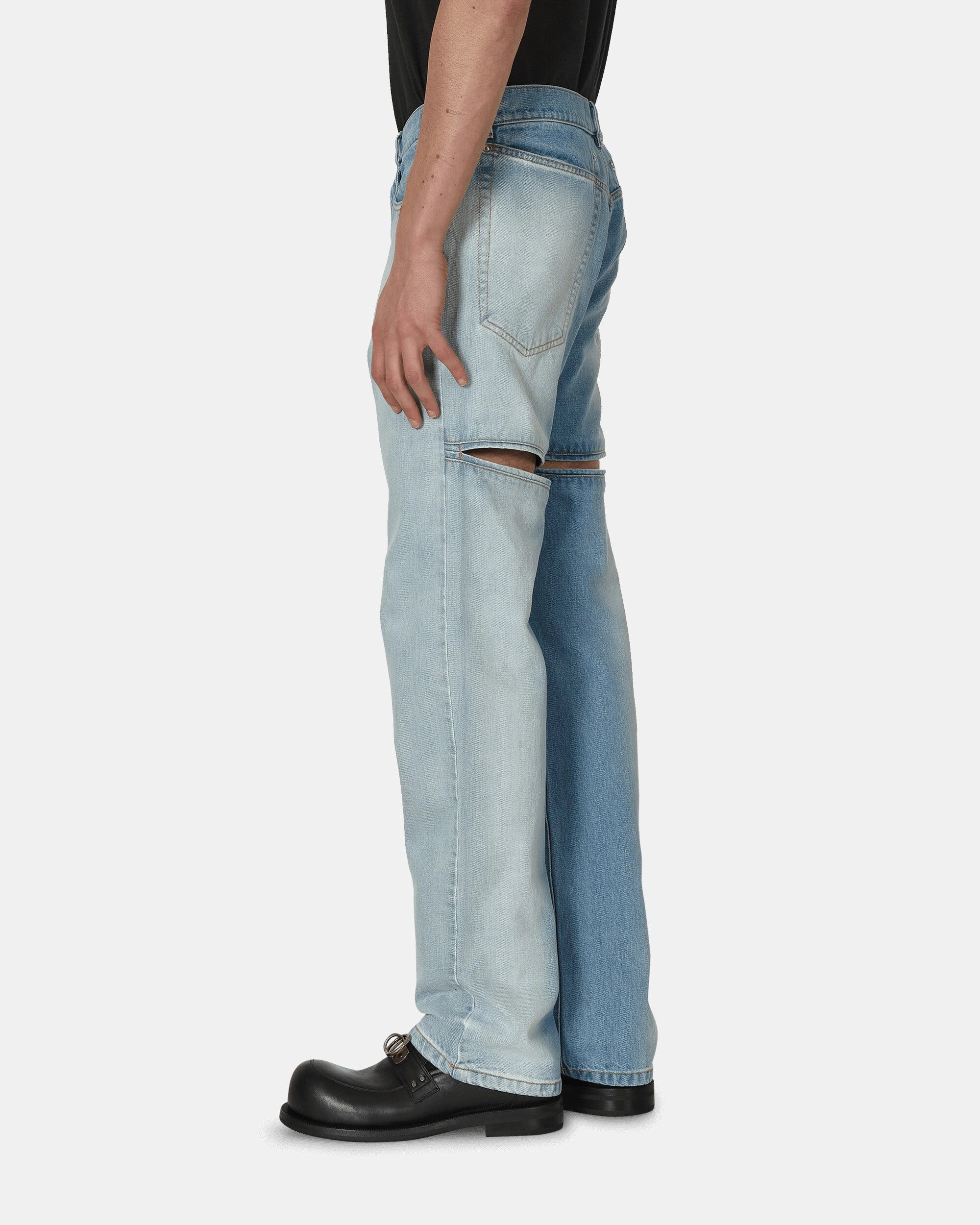 Back Cut Denim Pants Blue