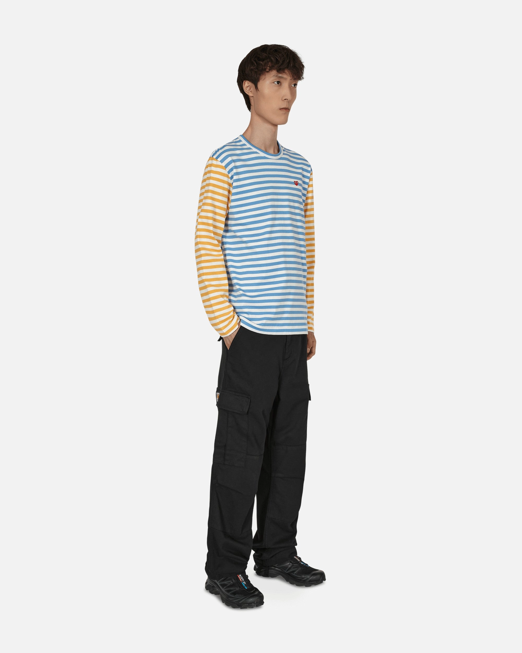 Bi-Color Stripe Longsleeve T-Shirt Blue