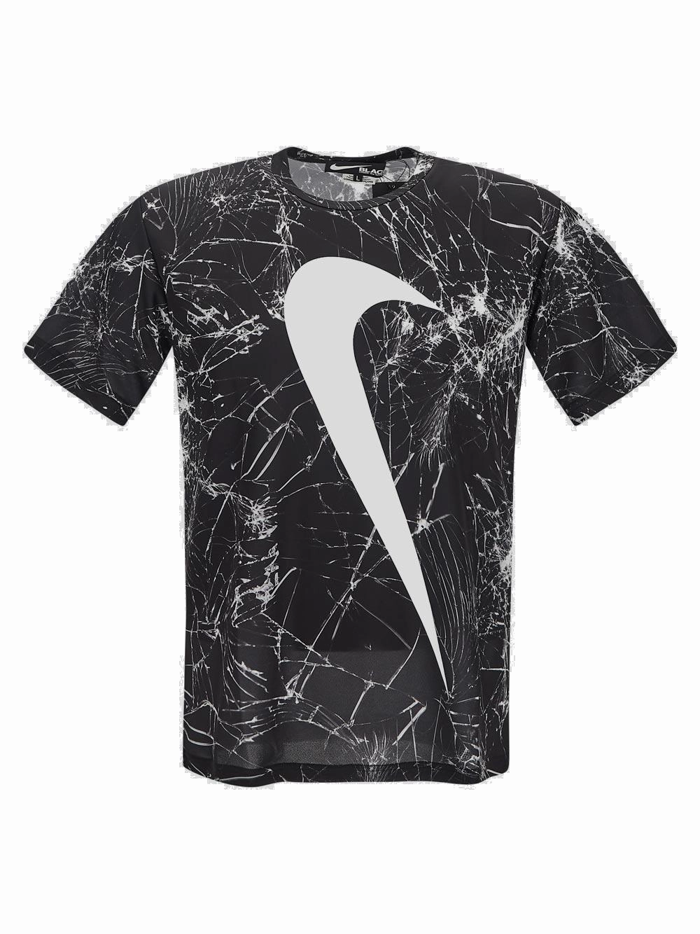 Black Comme des Garçons X Nike Logo Printed Crewneck T-Shirt