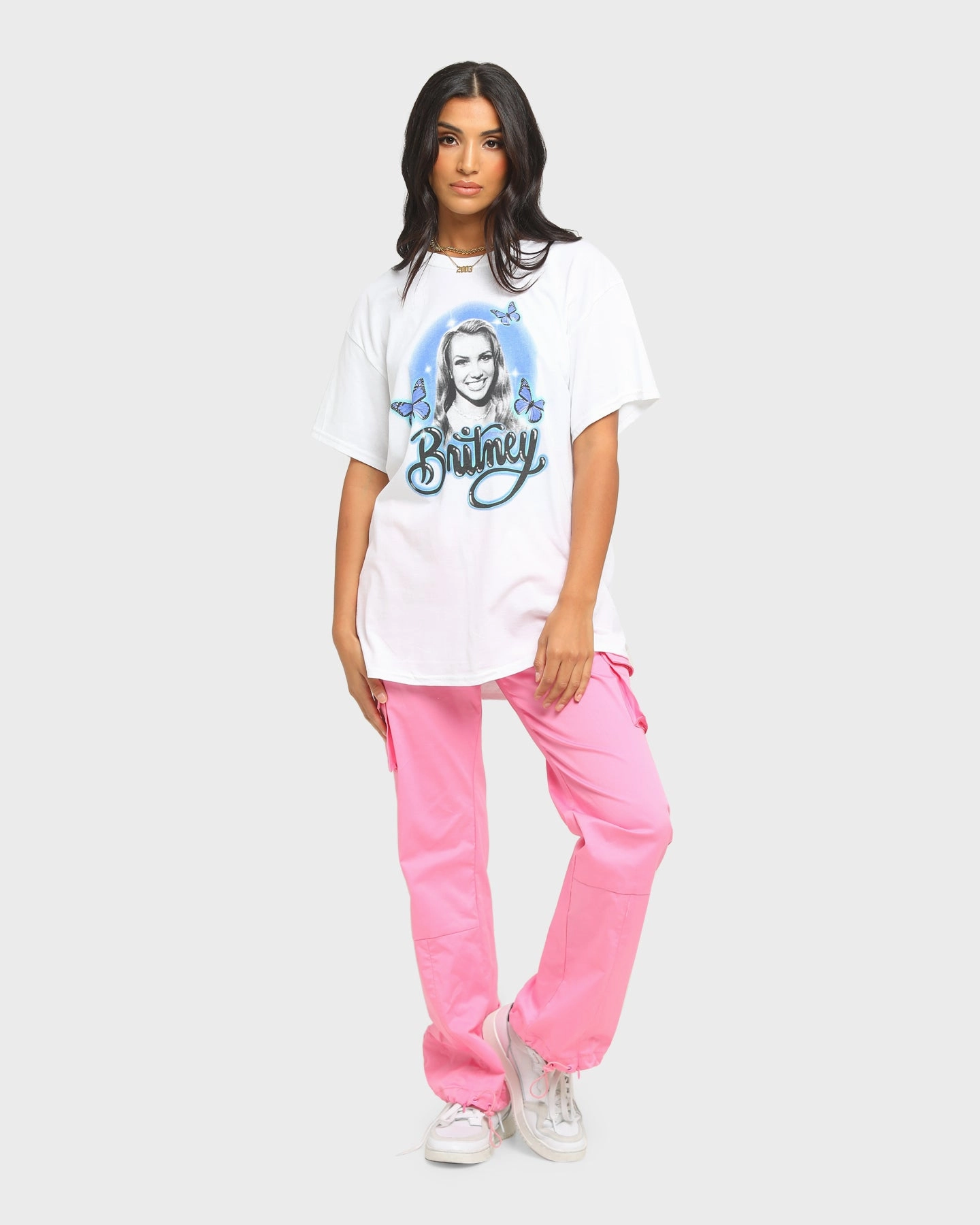 Britney Spears Butterflies Short Sleeve T-Shirt White
