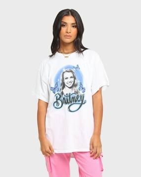 Britney Spears Butterflies Short Sleeve T-Shirt White