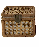 BROWN RATTAN HANDMADE WOVEN RATTAN BOX WITH BRONZE LATCHES