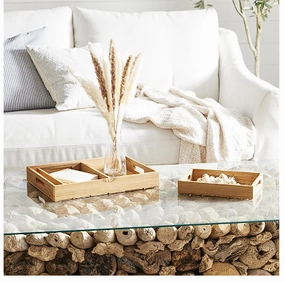 BROWN TEAK WOOD TRAY