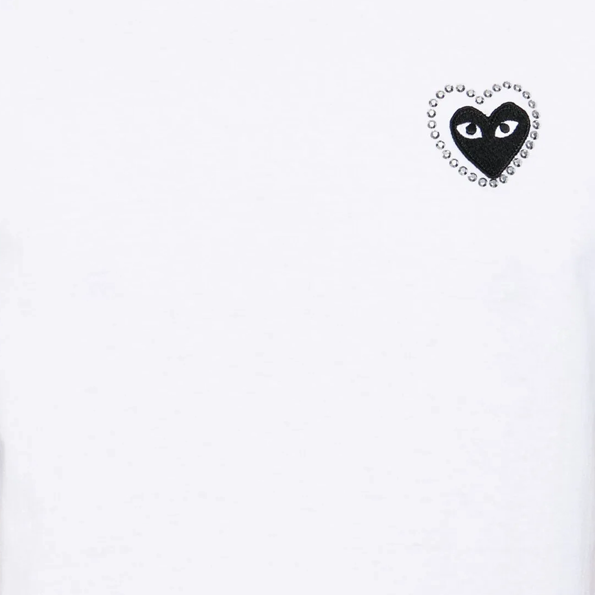 Comme Des Garcons Play T-Shirt Rhinestone Emblem White/Black AX-T801-051