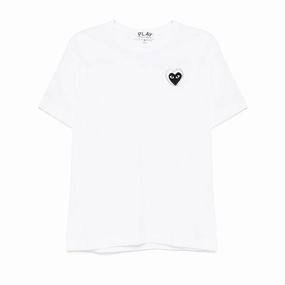 Comme Des Garcons Play T-Shirt Rhinestone Emblem White/Black AX-T801-051