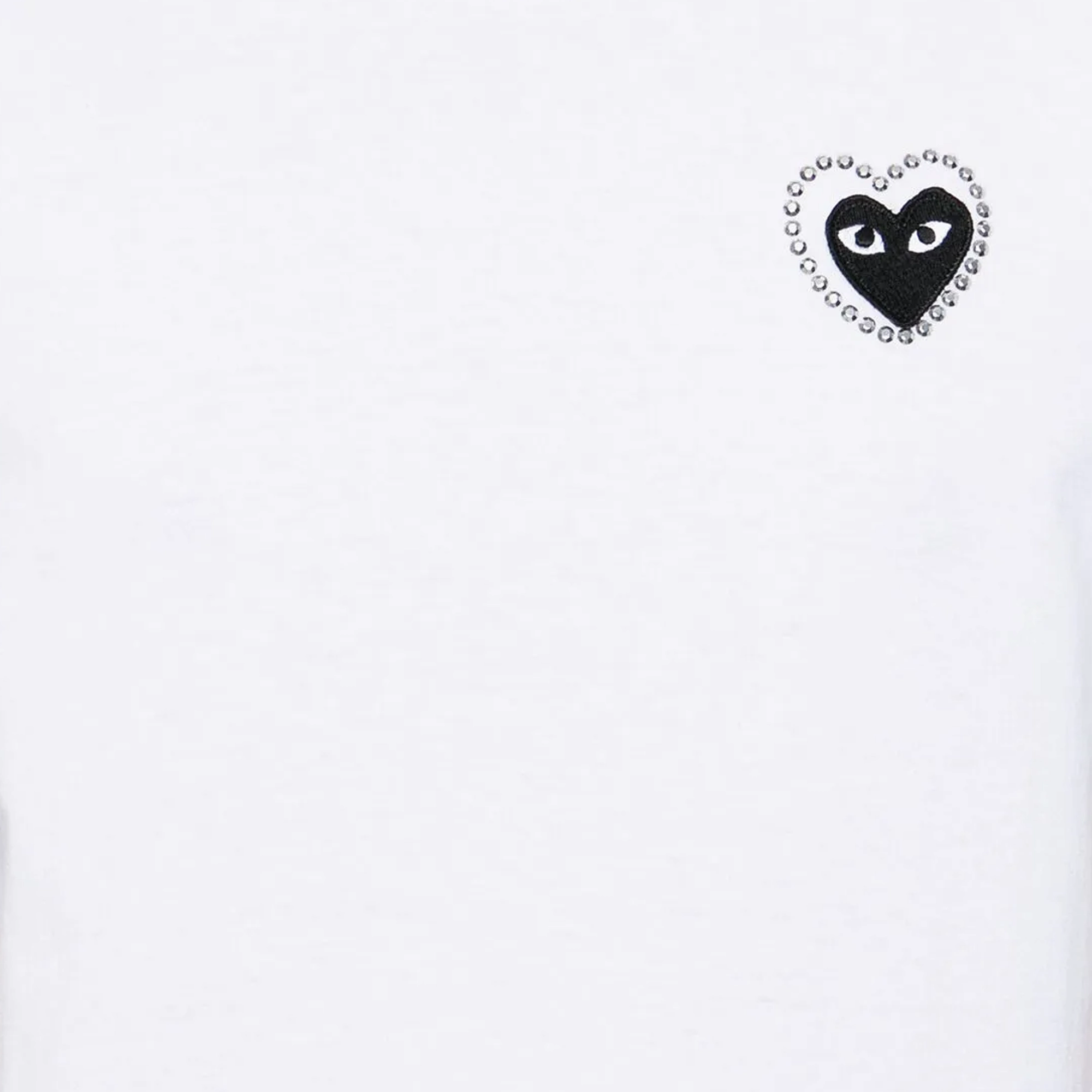 Comme Des Garcons Play T-Shirt Rhinestone Emblem White/Black AX-T801-051