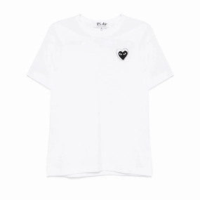 Comme Des Garcons Play T-Shirt Rhinestone Emblem White/Black AX-T801-051