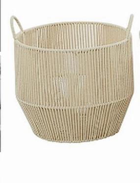 CREAM COTTON HANDMADE STORAGE BASKET WITH HANDLES