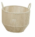 CREAM COTTON HANDMADE STORAGE BASKET WITH HANDLES